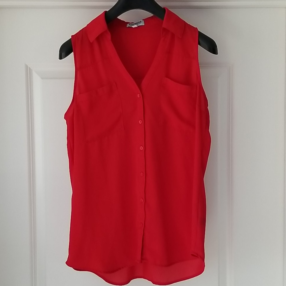Express Red Sleeveless Portofino Blouse